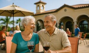 Couple drinking wine in an Active Adult Community