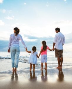 St. John's County family walking on the beach
