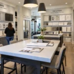 Woman in home decorator store picking out items for Jacksonville new construction home